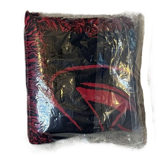 Rolling Stones Tour Black Red Fringe Throw Blanket Cotton 48 x 48 - Picture 4 of 4